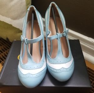 Blue and White Heels